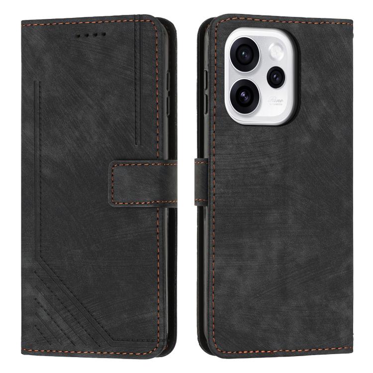 Skin Feel Stripe Pattern Leather Phone Case with Lanyard, For OPPO Reno15 F 5G Global, For OPPO Reno15 Pro Max 5G Global, For OPPO Reno15 Pro 5G Global, For OPPO Reno15 5G Global