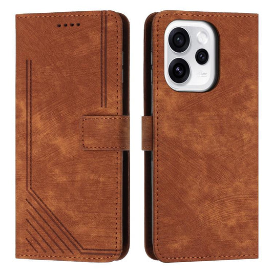 Skin Feel Stripe Pattern Leather Phone Case with Lanyard, For OPPO Reno15 F 5G Global, For OPPO Reno15 Pro Max 5G Global, For OPPO Reno15 Pro 5G Global, For OPPO Reno15 5G Global