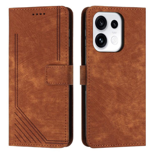 Skin Feel Stripe Pattern Leather Phone Case with Lanyard, For OPPO Reno16 F / Reno16 FS 5G, For OPPO Reno16 / Reno16 Pro 5G Global, For OPPO Reno15 F 5G Global, For OPPO Reno15 Pro Max 5G Global