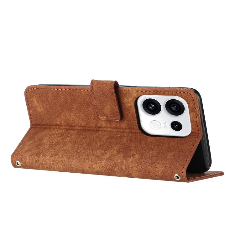Skin Feel Stripe Pattern Leather Phone Case with Lanyard, For OPPO Reno16 F / Reno16 FS 5G, For OPPO Reno16 / Reno16 Pro 5G Global, For OPPO Reno15 F 5G Global, For OPPO Reno15 Pro Max 5G Global