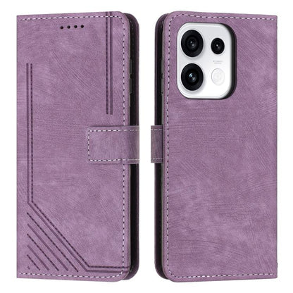 Skin Feel Stripe Pattern Leather Phone Case with Lanyard, For OPPO Reno16 F / Reno16 FS 5G, For OPPO Reno16 / Reno16 Pro 5G Global, For OPPO Reno15 F 5G Global, For OPPO Reno15 Pro Max 5G Global