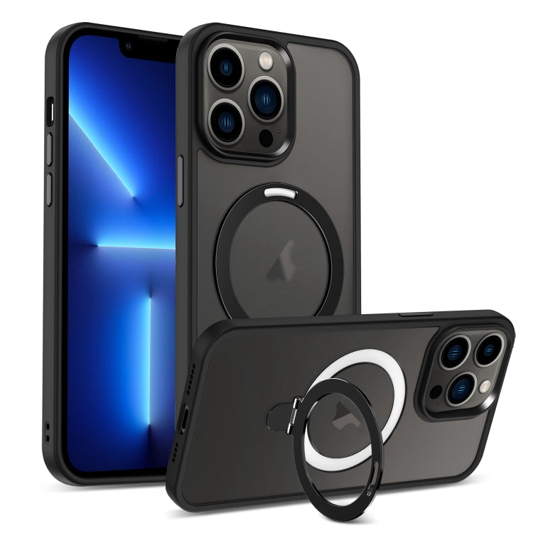 Skin-feel MagSafe Holder PC Hybrid TPU Phone Case, For iPhone 14 Pro Max, For iPhone 13 Pro Max, For iPhone 13 Pro