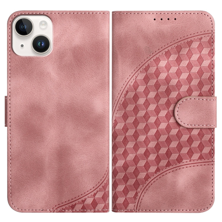 YX0060 Elephant Head Embossed Phone Leather Case with Lanyard, For iPhone 15, For iPhone 14 Plus, For iPhone 14