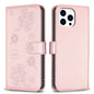 Four-leaf Embossed Leather Phone Case, For iPhone 15 Pro Max, For iPhone 15 Pro, For iPhone 15 Plus, For iPhone 15