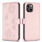 Four-leaf Embossed Leather Phone Case, For iPhone 15 Pro Max, For iPhone 15 Pro, For iPhone 15 Plus, For iPhone 15