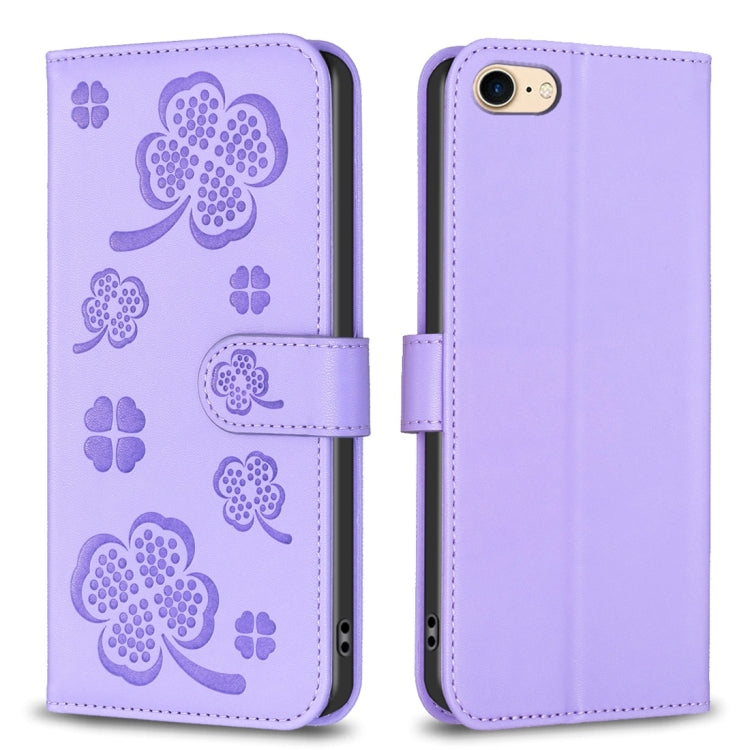 Four-leaf Embossed Leather Phone Case, For iPhone 7 / 8 / SE 2022, For iPhone 13 Pro Max, For iPhone 13 Pro, For iPhone 13