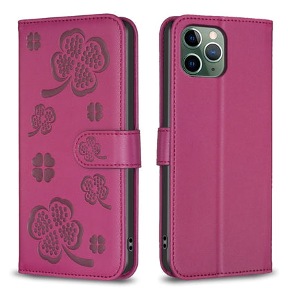 Four-leaf Embossed Leather Phone Case, For iPhone 12 / 12 Pro, For iPhone 12 Pro Max, For iPhone 11 Pro Max, For iPhone 11