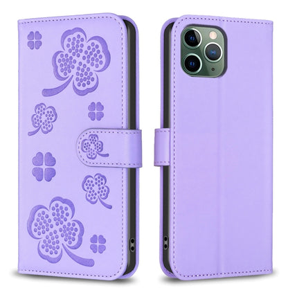 Four-leaf Embossed Leather Phone Case, For iPhone 12 / 12 Pro, For iPhone 12 Pro Max, For iPhone 11 Pro Max, For iPhone 11