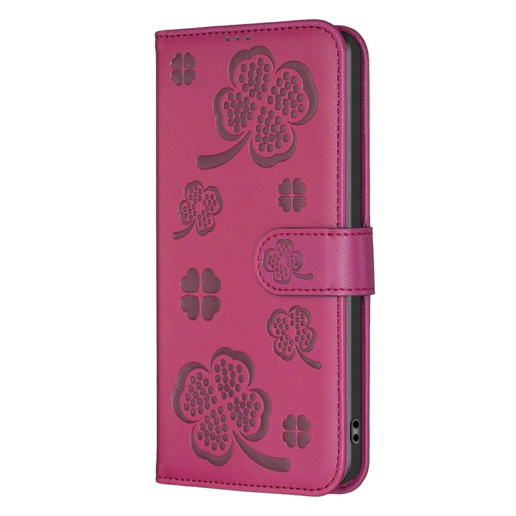 Four-leaf Embossed Leather Phone Case, For iPhone 16 Pro Max, For iPhone 16 Pro, For iPhone 16 Plus, For iPhone 16