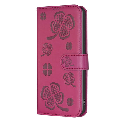 Four-leaf Embossed Leather Phone Case, For iPhone 16 Pro Max, For iPhone 16 Pro, For iPhone 16 Plus, For iPhone 16
