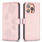 Four-leaf Embossed Leather Phone Case, For iPhone 16 Pro Max, For iPhone 16 Pro, For iPhone 16 Plus, For iPhone 16