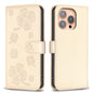 Four-leaf Embossed Leather Phone Case, For iPhone 16 Pro Max, For iPhone 16 Pro, For iPhone 16 Plus, For iPhone 16