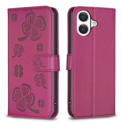 Four-leaf Embossed Leather Phone Case, For iPhone 18 Pro/17 Pro, For iPhone 18 Pro Max/17 Pro Max, For iPhone 17, For iPhone 17 Air