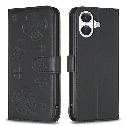 Four-leaf Embossed Leather Phone Case, For iPhone 18 Pro/17 Pro, For iPhone 18 Pro Max/17 Pro Max, For iPhone 17, For iPhone 17 Air