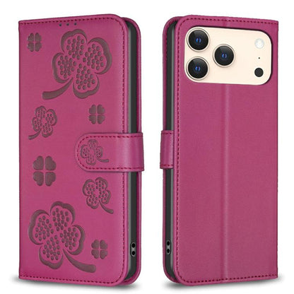 Four-leaf Embossed Leather Phone Case, For iPhone 18 Pro/17 Pro, For iPhone 18 Pro Max/17 Pro Max, For iPhone 17, For iPhone 17 Air