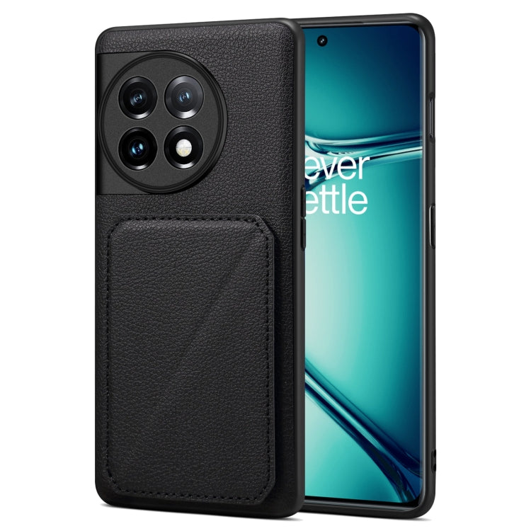 Denior Imitation Calf Leather Back Phone Case with Holder, For OnePlus Nord CE 3 5G / OPPO K11, For OnePlus Ace 2 Pro 5G, For OnePlus Nord CE 3 Lite / N30, For OnePlus Ace 2 V / Nord 3 5G, For OnePlus Ace 2 / 11R 5G, For OnePlus 11 5G