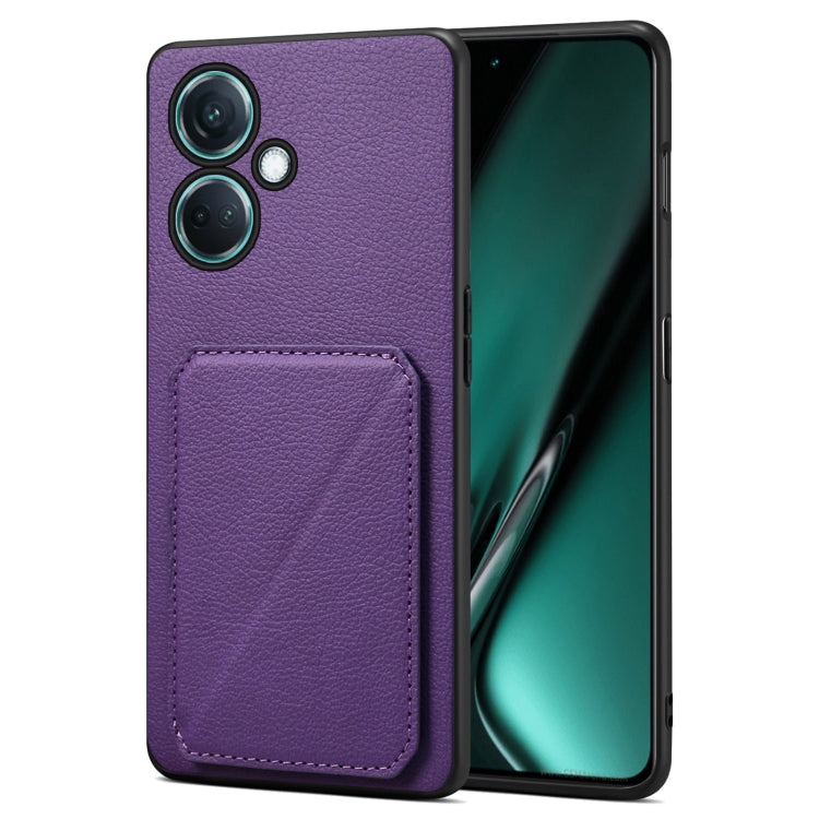 Denior Imitation Calf Leather Back Phone Case with Holder, For OnePlus Nord CE 3 5G / OPPO K11, For OnePlus Ace 2 Pro 5G, For OnePlus Nord CE 3 Lite / N30, For OnePlus Ace 2 V / Nord 3 5G, For OnePlus Ace 2 / 11R 5G, For OnePlus 11 5G
