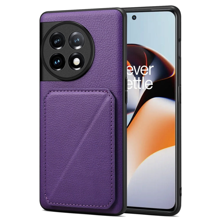 Denior Imitation Calf Leather Back Phone Case with Holder, For OnePlus Nord CE 3 5G / OPPO K11, For OnePlus Ace 2 Pro 5G, For OnePlus Nord CE 3 Lite / N30, For OnePlus Ace 2 V / Nord 3 5G, For OnePlus Ace 2 / 11R 5G, For OnePlus 11 5G