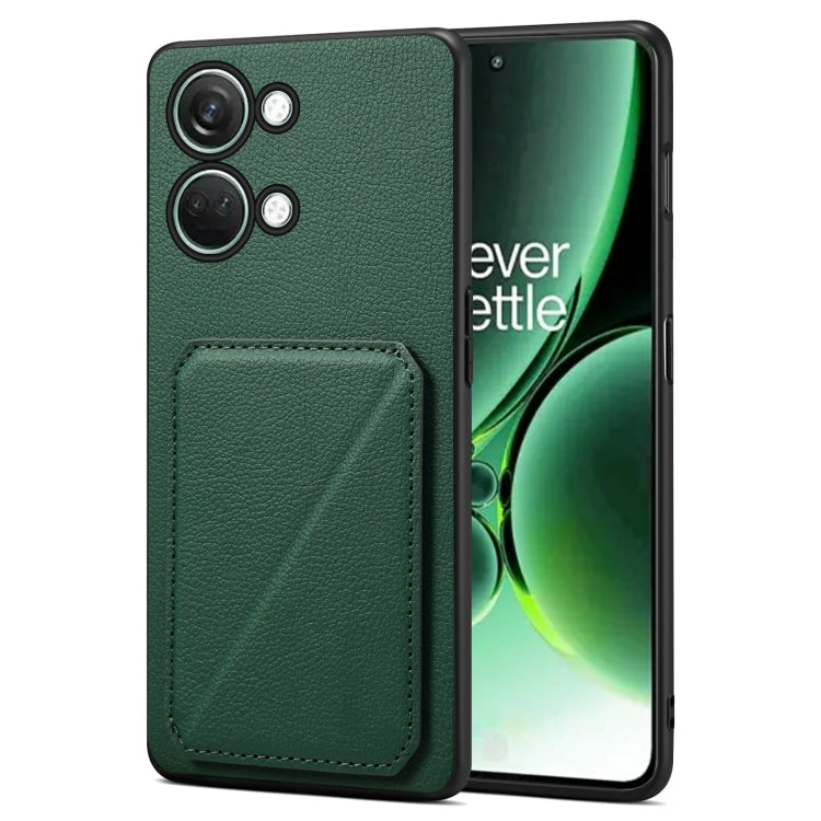 Denior Imitation Calf Leather Back Phone Case with Holder, For OnePlus Nord CE 3 5G / OPPO K11, For OnePlus Ace 2 Pro 5G, For OnePlus Nord CE 3 Lite / N30, For OnePlus Ace 2 V / Nord 3 5G, For OnePlus Ace 2 / 11R 5G, For OnePlus 11 5G