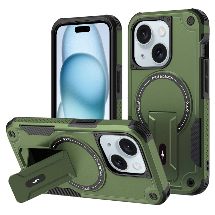 Armor Magsafe Holder PC Hybrid TPU Phone Case, For iPhone 15, For iPhone 14 Plus, For iPhone 14, For iPhone 14 Pro