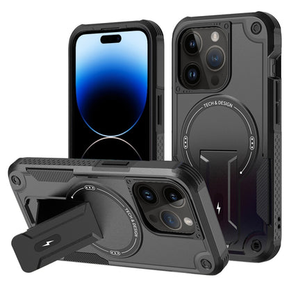 Armor Magsafe Holder PC Hybrid TPU Phone Case, For iPhone 15, For iPhone 14 Plus, For iPhone 14, For iPhone 14 Pro
