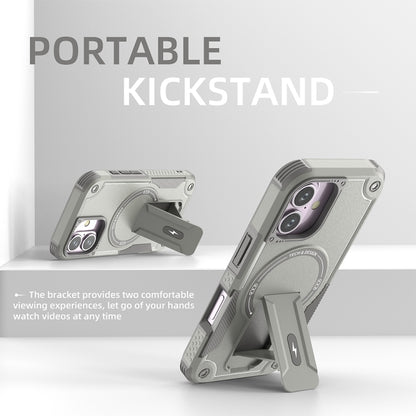 Armor Magsafe Holder PC Hybrid TPU Phone Case, For iPhone 16, For iPhone 15 Pro Max, For iPhone 15 Pro, For iPhone 15 Plus