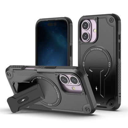 Armor Magsafe Holder PC Hybrid TPU Phone Case, For iPhone 16, For iPhone 15 Pro Max, For iPhone 15 Pro, For iPhone 15 Plus