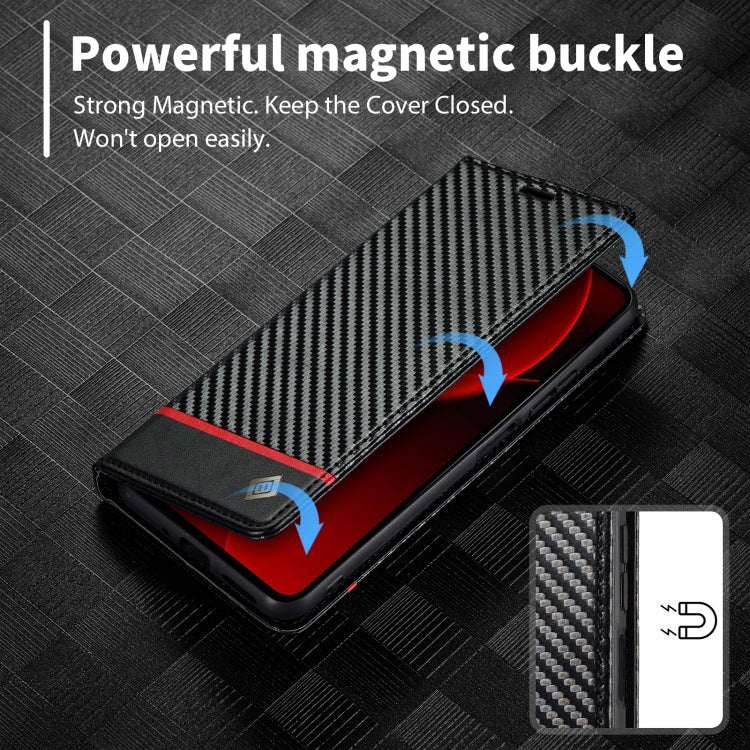 LC.IMEEKE Carbon Fiber Texture Flip Leather Phone Case