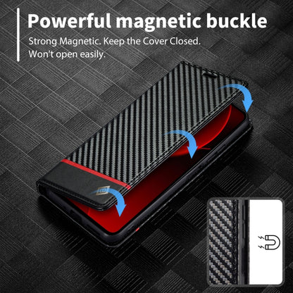 LC.IMEEKE Carbon Fiber Texture Flip Leather Phone Case