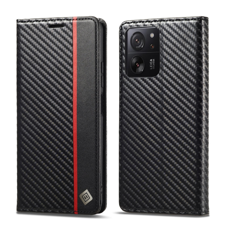 LC.IMEEKE Carbon Fiber Texture Flip Leather Phone Case