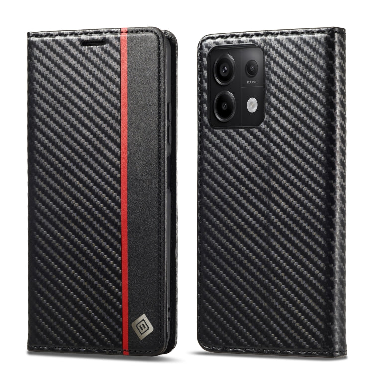 LC.IMEEKE Carbon Fiber Texture Flip Leather Phone Case