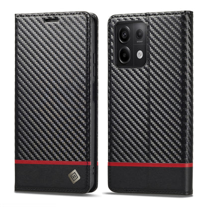 LC.IMEEKE Carbon Fiber Texture Flip Leather Phone Case