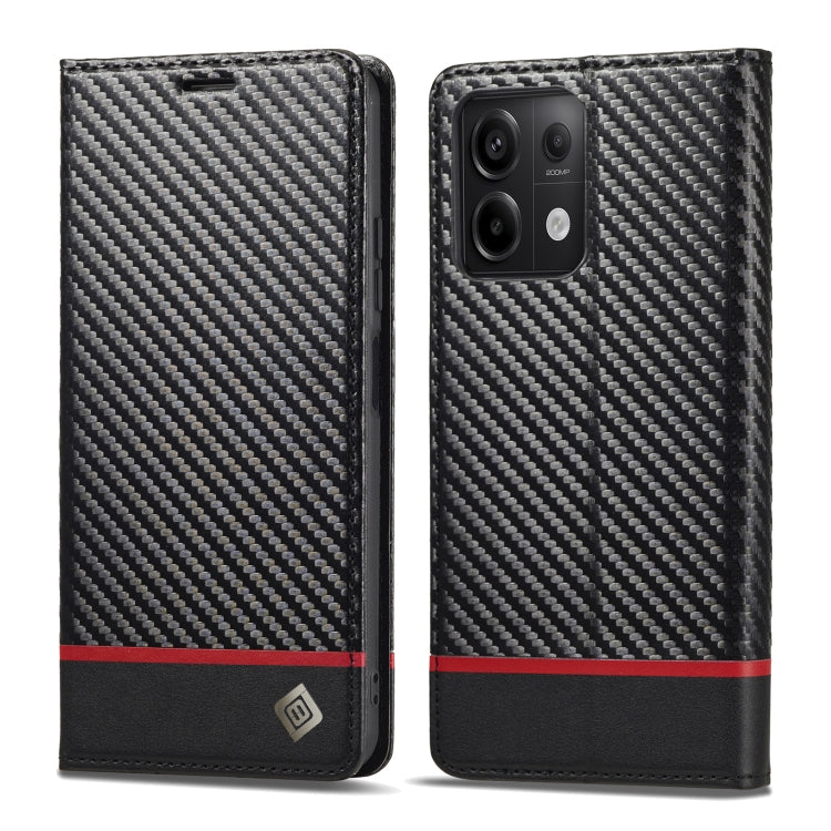 LC.IMEEKE Carbon Fiber Texture Flip Leather Phone Case