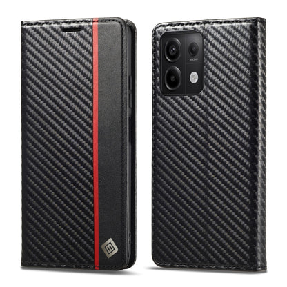LC.IMEEKE Carbon Fiber Texture Flip Leather Phone Case