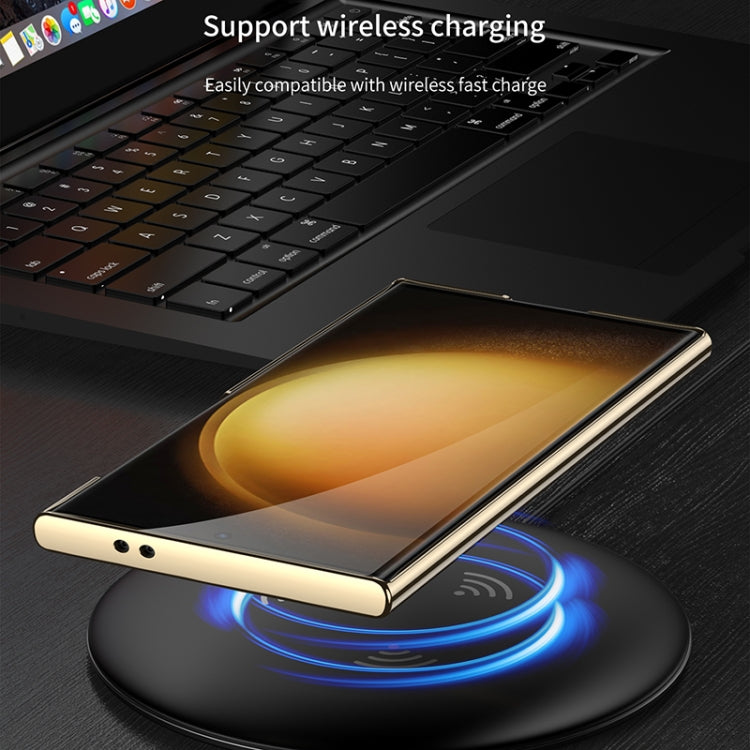 GKK Triumph Ultra-Thin Plain Leather Phone Case with Holder, For Samsung Galaxy S24 Ultra 5G