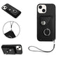 Organ Card Bag Ring Holder PU Phone Case with Lanyard, For iPhone 14 Plus, For iPhone 14, For iPhone 14 Pro, For iPhone 14 Pro Max