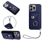 Organ Card Bag Ring Holder PU Phone Case with Lanyard, For iPhone 14 Plus, For iPhone 14, For iPhone 14 Pro, For iPhone 14 Pro Max