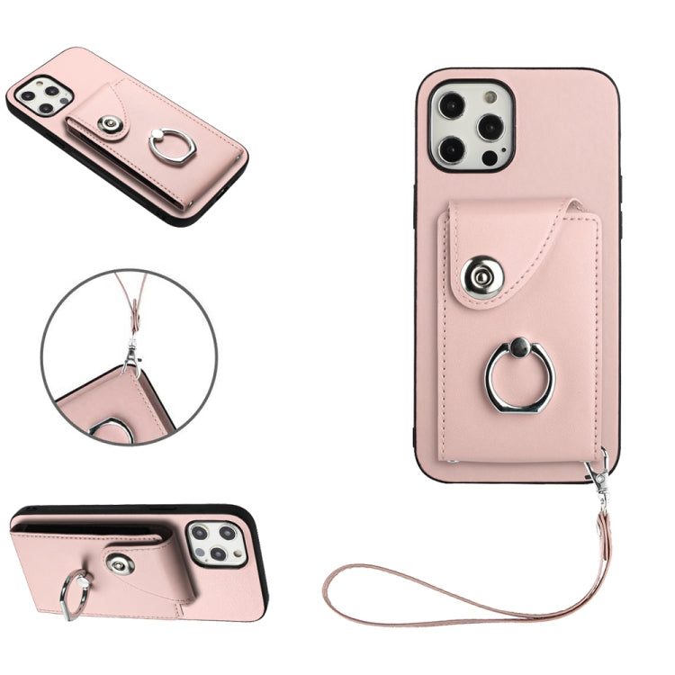 Organ Card Bag Ring Holder PU Phone Case with Lanyard, For iPhone 13 mini, For iPhone 12, For iPhone 12 Pro Max, For iPhone 12 Pro