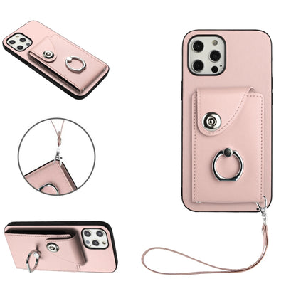 Organ Card Bag Ring Holder PU Phone Case with Lanyard, For iPhone 13 mini, For iPhone 12, For iPhone 12 Pro Max, For iPhone 12 Pro