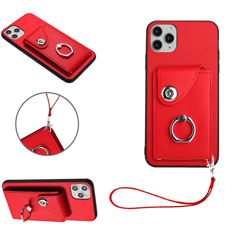 Organ Card Bag Ring Holder PU Phone Case with Lanyard, For iPhone 12 mini, For iPhone 11 Pro Max, For iPhone 11, For iPhone 11 Pro