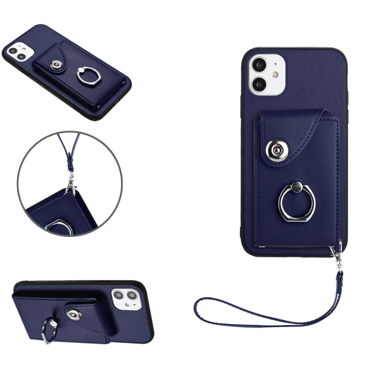 Organ Card Bag Ring Holder PU Phone Case with Lanyard, For iPhone 12 mini, For iPhone 11 Pro Max, For iPhone 11, For iPhone 11 Pro
