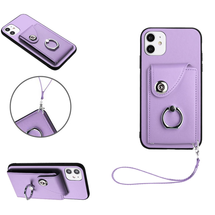 Organ Card Bag Ring Holder PU Phone Case with Lanyard, For iPhone 12 mini, For iPhone 11 Pro Max, For iPhone 11, For iPhone 11 Pro