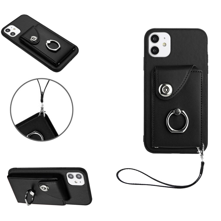 Organ Card Bag Ring Holder PU Phone Case with Lanyard, For iPhone 12 mini, For iPhone 11 Pro Max, For iPhone 11, For iPhone 11 Pro