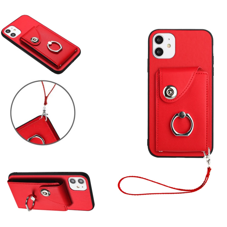 Organ Card Bag Ring Holder PU Phone Case with Lanyard, For iPhone 12 mini, For iPhone 11 Pro Max, For iPhone 11, For iPhone 11 Pro