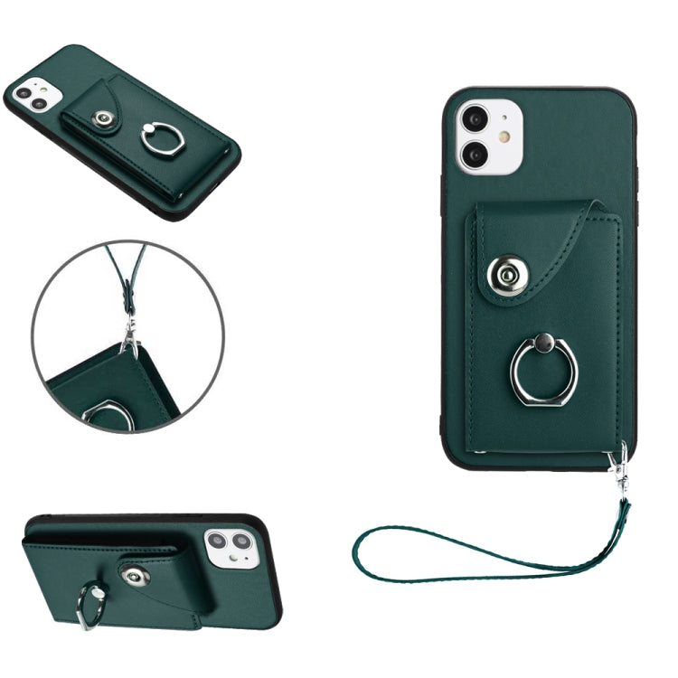Organ Card Bag Ring Holder PU Phone Case with Lanyard, For iPhone 12 mini, For iPhone 11 Pro Max, For iPhone 11, For iPhone 11 Pro