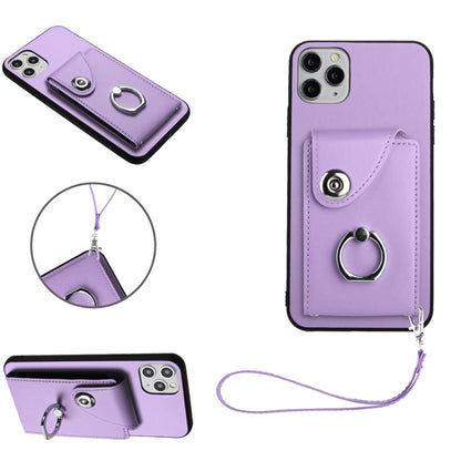 Organ Card Bag Ring Holder PU Phone Case with Lanyard, For iPhone 12 mini, For iPhone 11 Pro Max, For iPhone 11, For iPhone 11 Pro