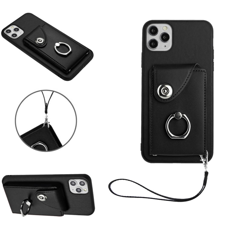 Organ Card Bag Ring Holder PU Phone Case with Lanyard, For iPhone 12 mini, For iPhone 11 Pro Max, For iPhone 11, For iPhone 11 Pro