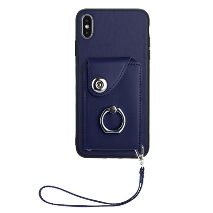 Organ Card Bag Ring Holder PU Phone Case with Lanyard, For iPhone XS / X, For iPhone XR, For iPhone XS Max, For iPhone 8 Plus / 7 Plus