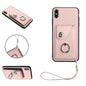 Organ Card Bag Ring Holder PU Phone Case with Lanyard, For iPhone XS / X, For iPhone XR, For iPhone XS Max, For iPhone 8 Plus / 7 Plus