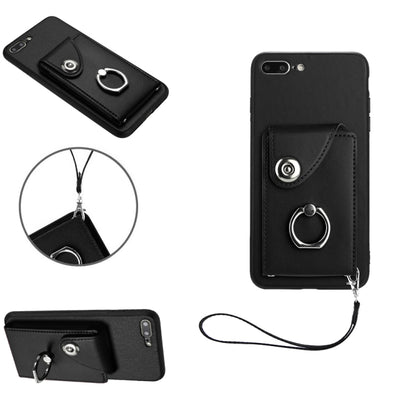 Organ Card Bag Ring Holder PU Phone Case with Lanyard, For iPhone XS / X, For iPhone XR, For iPhone XS Max, For iPhone 8 Plus / 7 Plus